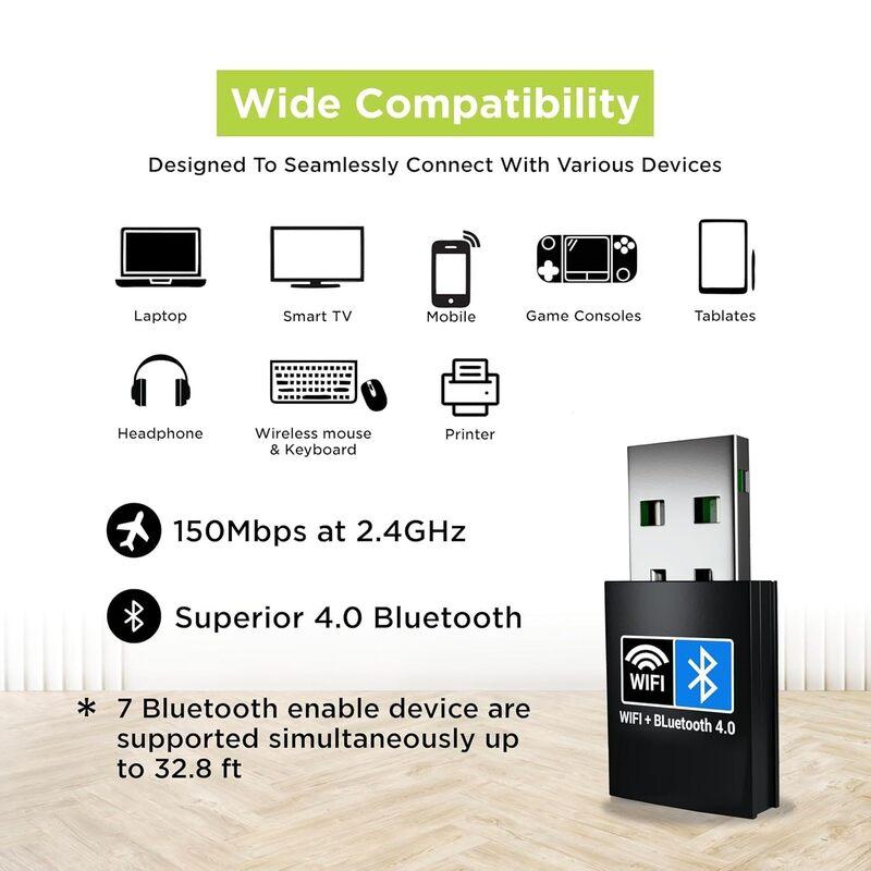 Usb Wifi Dongle 4 AC150 Mbps Adaptor Bluetooth 4.0 Dongle (Wifi+Bluetooth)