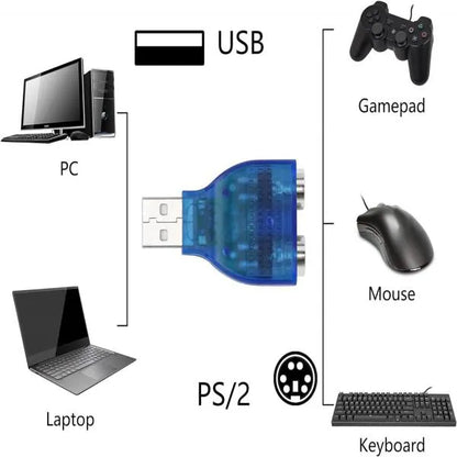 USB to 2 PS/2 Converter Adapter for Keyboard and Mouse