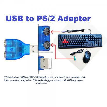 USB to 2 PS/2 Converter Adapter for Keyboard and Mouse