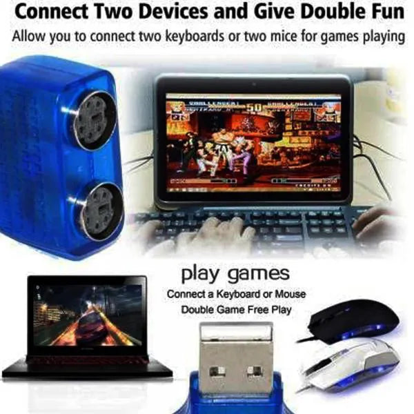 USB to 2 PS/2 Converter Adapter for Keyboard and Mouse