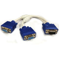 1 VGA Male to 2 VGA Female Video Splitter M/F - VGA Y Cable for Dual Display Setup