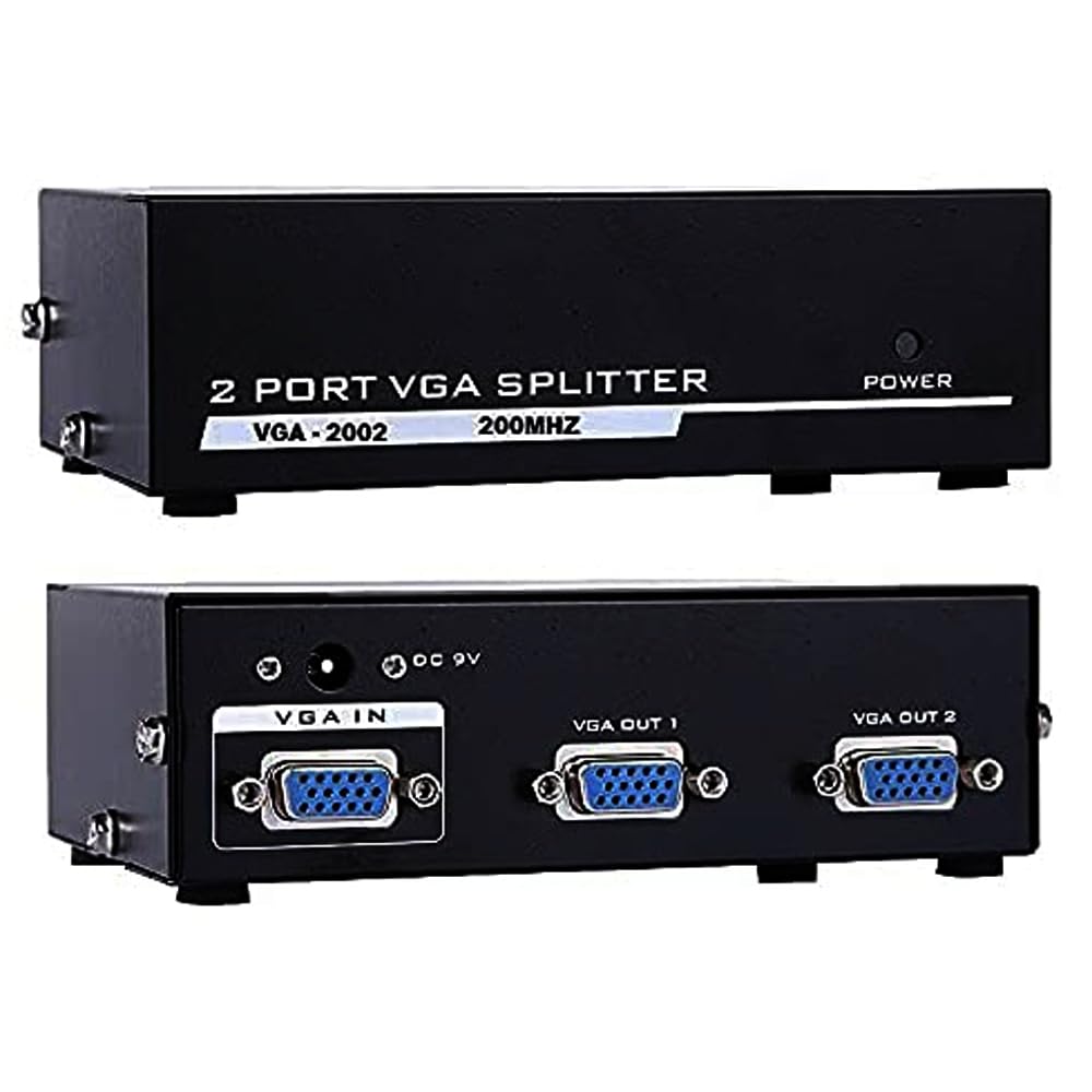 Vga Splitter 1X2 | Video Distribution Duplicator for 1 PC to Dual Monitors Projector
