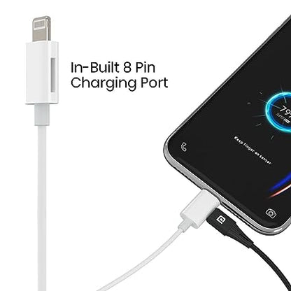 Portronics Conch 40 in-Ear Wired Earphone with 8-Pin Charging Port, Powerful Audio, Built-in Microphone (White)