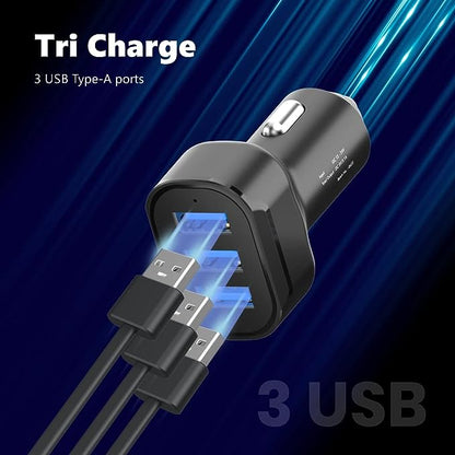 Portronics Car Power 11 Car Charger 17W with Triple USB Port, 3.4A Total Output, Compatible with Most Cars (Black)