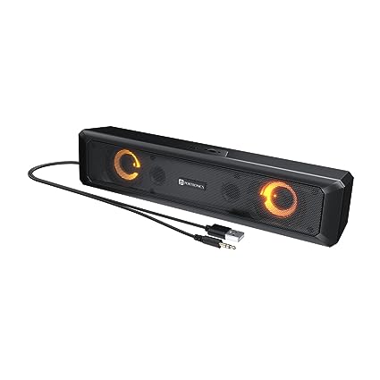 Portronics in Tune 3 6W Portable USB Wired Soundbar with Multicolor LED Light Speaker for PC, Desktop and Laptop, 3.5mm Audio Jack (Black)
