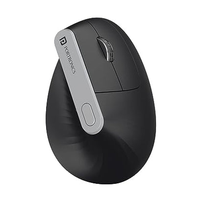 Portronics Toad Ergo Vertical Advanced Wireless Ergonomic Mouse 2.4Ghz, 6D Button, Wrist Support, Adjustable DPI Upto 1200 (Black)