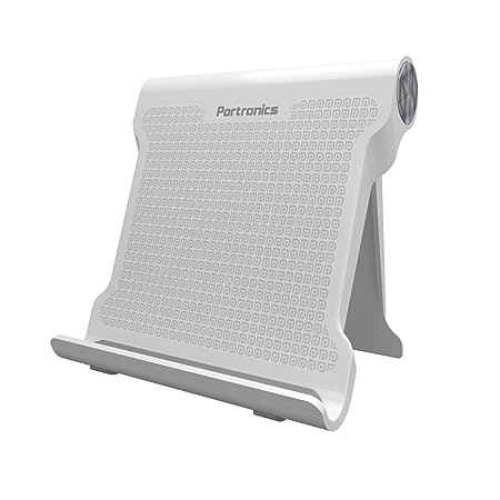 Portronics Modesk 200 Universal Mobile Phone Tabletop Stand for Desktop Table for All Device Size Upto 17.7cm (7 Inch) White