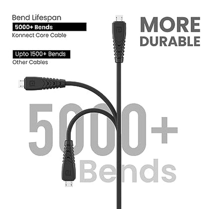 Portronics Konnect Core Micro USB Cable Tangle-Free with 3A Rapid Charging & 480mbps Data Transmission 1M (Black)