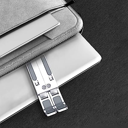 Laptop Stand with Metal Frame, Adjustable Height, Foldable, OverHeating Protection for Laptops & MacBooks (Grey)