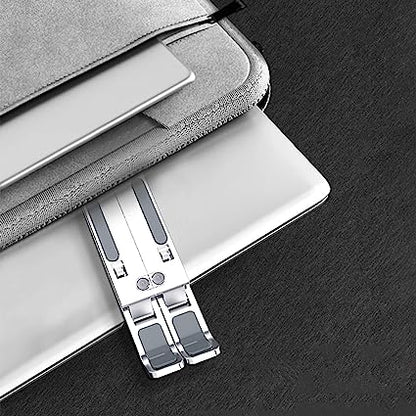 Laptop Stand with Metal Frame, Adjustable Height, Foldable, OverHeating Protection for Laptops & MacBooks (Grey)