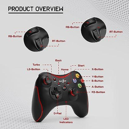 Redgear Pro Wireless Gamepad with 2.4GHz Wireless Technology,Integrated Dual Intensity Motor, Illuminated Keys for PC-Compatible