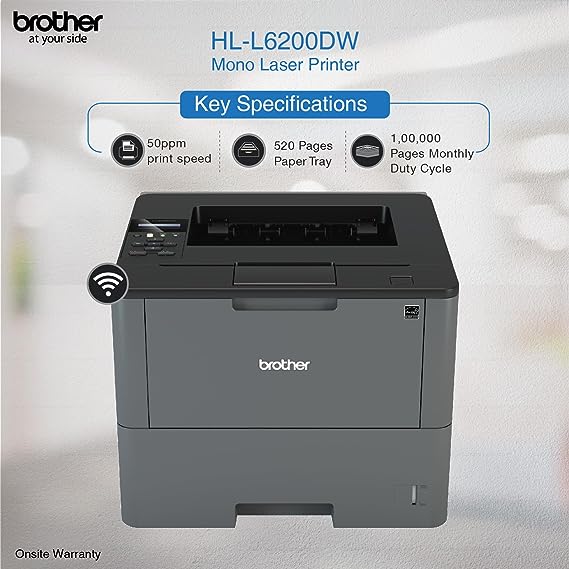 Brother HL-L6200DW Business Laser Printer with Wi-Fi, Network & Auto Duplex Printing (Black)