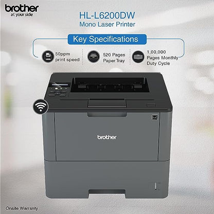Brother HL-L6200DW Business Laser Printer with Wi-Fi, Network & Auto Duplex Printing (Black)