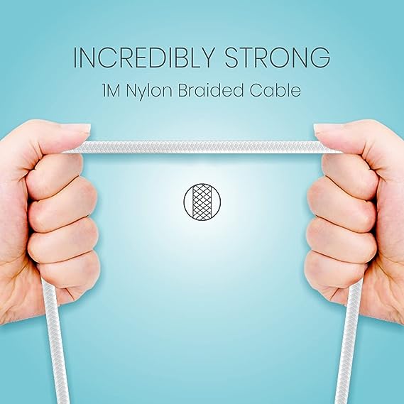 Portronics Konnect L 1.2M POR-1401 Fast Charging 3A 8 Pin USB Cable with Charge & Sync Function (White)