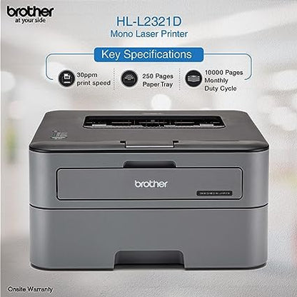 Brother HL-L2321D Single-Function Monochrome Laser Printer with Auto Duplex Printing