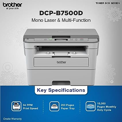 Brother DCP-B7500D Multi-Function Monochrome Laser Printer with Auto Duplex Printing (Toner Box Technology)