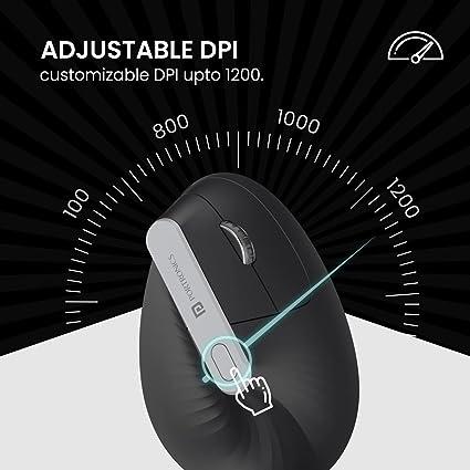 Portronics Toad Ergo Vertical Advanced Wireless Ergonomic Mouse 2.4Ghz, 6D Button, Wrist Support, Adjustable DPI Upto 1200 (Black)