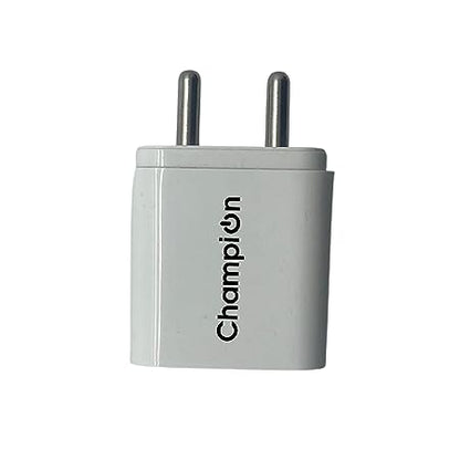 Champion 12W 5V/2.4A DC Single USB Port Mobile Charger | Wall Adapter for Android & USB Devices (White)