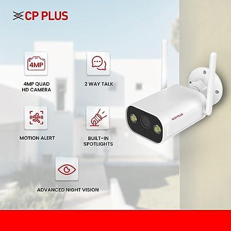 CP PLUS CP-V47A 4MP Wi-Fi Bullet , Outdoor Bullet Camera | 4mm Fixed Lens | Support Spotlight | Two Way Talk |Full Colour Night Vision (White)