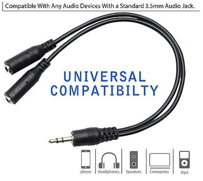 3.5mm Aux Jack 1 Male to 2 Female Stereo Headphone Earphone Jack Y Splitter Gold/Silver Plated Audio Jack Adapter Cable
