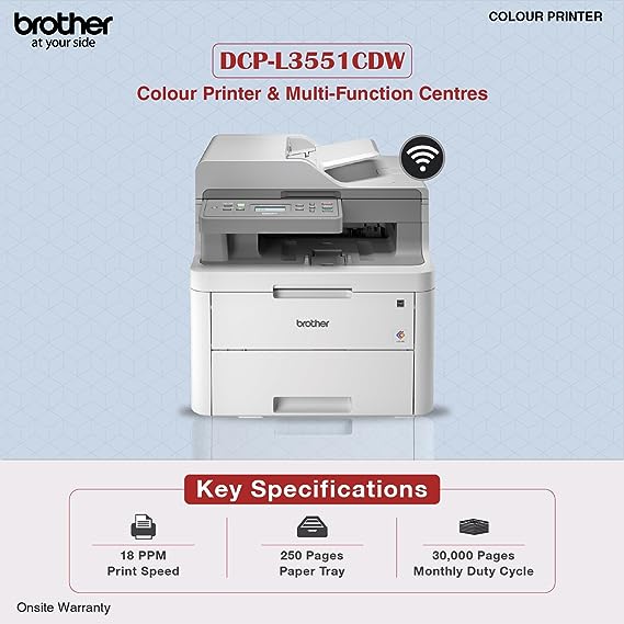 Brother DCP-L3551CDW Wireless Colour LED Multifunction Centre with Duplex & Wireless Technology