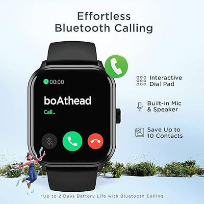 boAt Wave Edge Smart Watch with 1.85" HD Display, Advanced Bluetooth Calling Chip, Functional Crown, ,AI Voice Assistance, IP68 (Active Black)