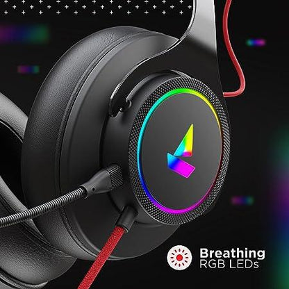 boAt Immortal IM-700 7.1 Channel PC Virtual Surround Sound, ENx Tech, RGB LEDs, Remote Control, Braided Cable USB Wired Over Ear Gaming (Black)