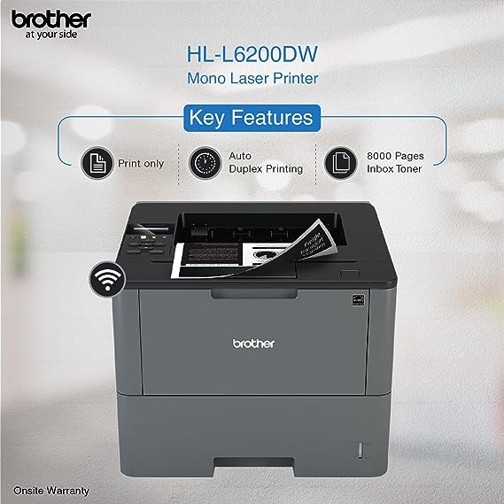 Brother HL-L6200DW Business Laser Printer with Wi-Fi, Network & Auto Duplex Printing (Black)