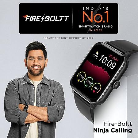 Fire-Boltt Ninja Calling 1.69"(4.29cm) Bluetooth Calling Smart Watch, Dial Pad, Speaker, AI Voice Assistant Gaming & 100+ Faces with SpO2 (Black)