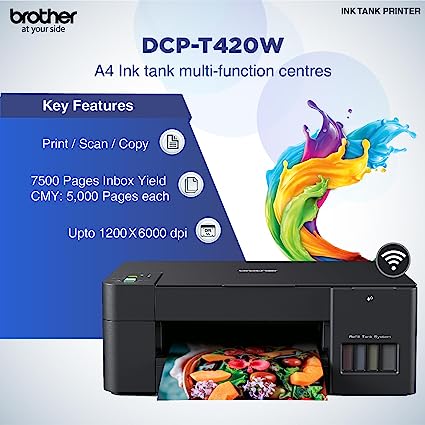 Brother DCP-T420W All-in One Ink Tank Refill System Printer with Built-in-Wireless Technology