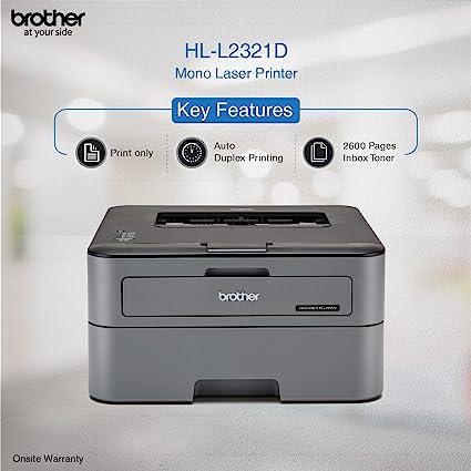 Brother HL-L2321D Single-Function Monochrome Laser Printer with Auto Duplex Printing