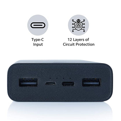 MI Power Bank 3i 20000mAh Lithium Polymer 18W Fast Power Delivery Charging | Input- Type C | Micro USB| Triple Output (Black)