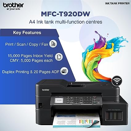 Brother MFC-T920DW All-in One Ink Tank Refill System Printer with Wi-Fi and Auto Duplex Printing