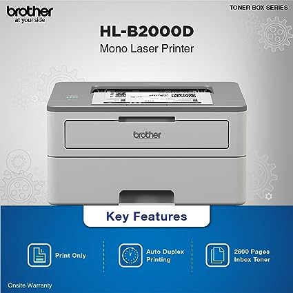 Brother HL-B2000D Mono Laser Printer with Auto Duplex Printing (Toner Box Technology)