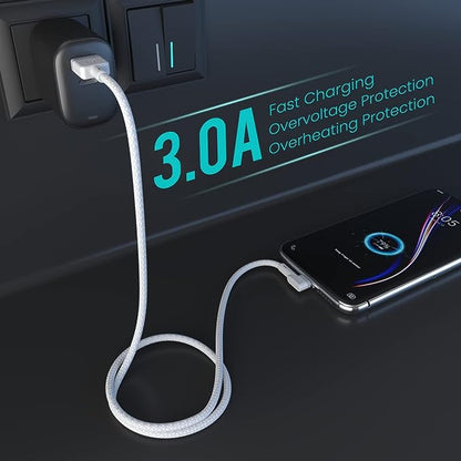 Portronics Konnect L 1.2M Fast Charging 3A Micro USB Cable with Charge & Sync Function (White)