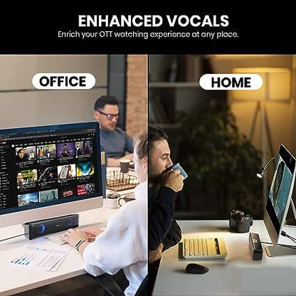 Portronics in Tune 3 6W Portable USB Wired Soundbar with Multicolor LED Light Speaker for PC, Desktop and Laptop, 3.5mm Audio Jack (Black)