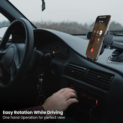 Portronics Clamp M2 Adjustable Car Mobile Phone Holder Stand, 360Â° Rotational, Strong Suction Cup, Compatible with (10.16 to 15.24)cm (4 to 6 inch) Devices (Black)