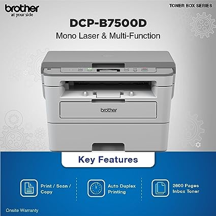 Brother DCP-B7500D Multi-Function Monochrome Laser Printer with Auto Duplex Printing (Toner Box Technology)