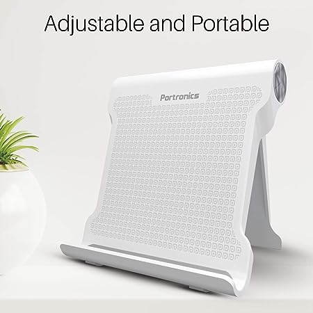 Portronics Modesk 200 Universal Mobile Phone Tabletop Stand for Desktop Table for All Device Size Upto 17.7cm (7 Inch) White