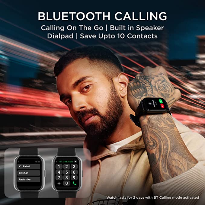 boAt Xtend Talk Smart Watch with Advanced Dedicated Bluetooth Calling Chip, Built-in Alexa, 1.69" HD Display (Black)