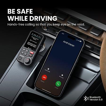 Portronics Auto One Smart Car Charger & Music Streamer with Hands Free Calling, Bluetooth 5.0, Quick Charge 3.0, 23W max Output, 360° (Black)