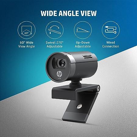 HP W100 480P 30 FPS Digital Webcam with Built-in Mic, Plug and Play Setup, Wide-Angle View for Video Calling on Skype, Zoom, Microsoft (Black)
