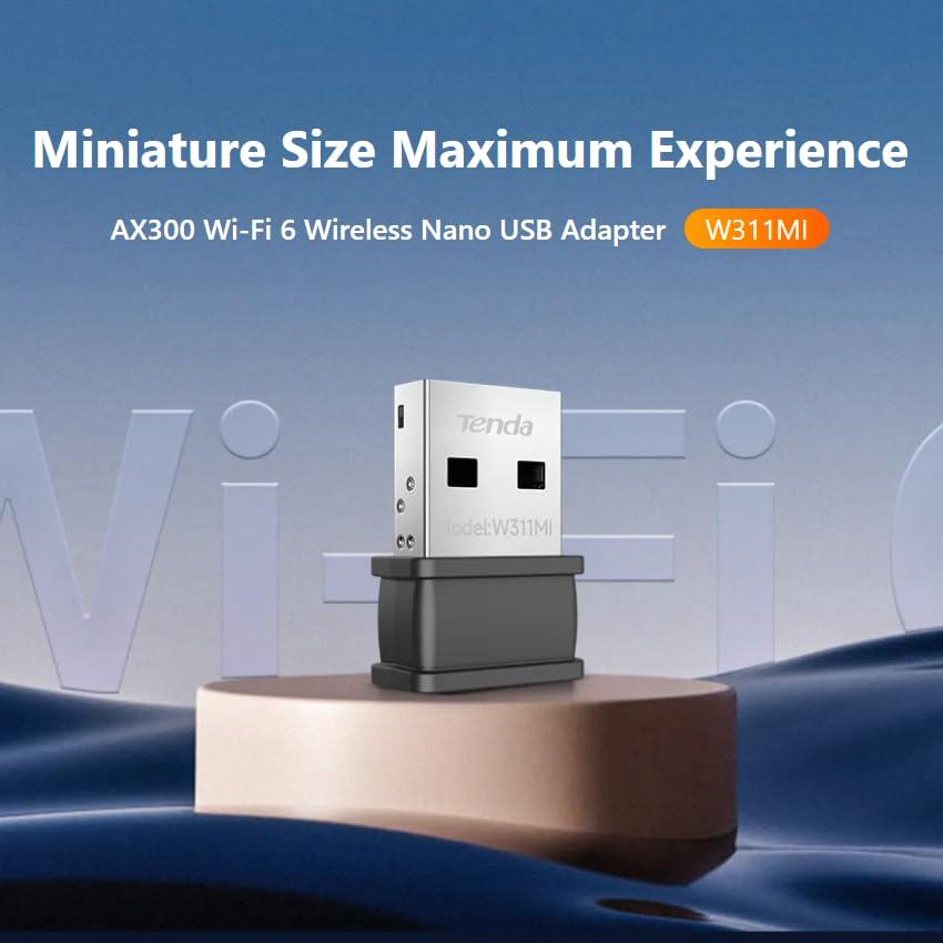Tenda W311MI-V6 AX300 Wi-Fi 6 Wireless Nano USB Adapter (Black)