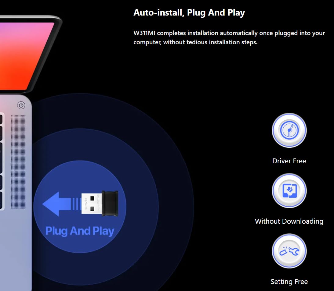 Tenda W311MI-V6 AX300 Wi-Fi 6 Wireless Nano USB Adapter (Black)