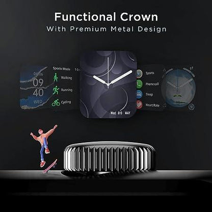 boAt Wave Edge Smart Watch with 1.85" HD Display, Advanced Bluetooth Calling Chip, Functional Crown, ,AI Voice Assistance, IP68 (Active Black)
