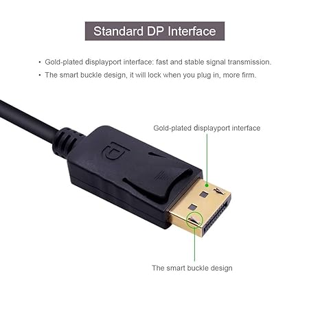 DisplayPort (DP) to VGA Adapter, Gold-Plated Display Port to VGA Adapter (Male to Female)