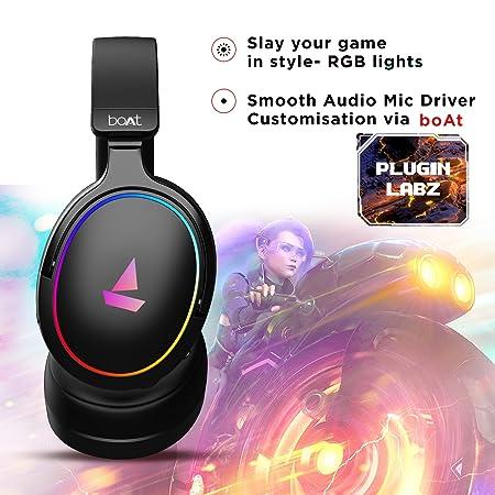 boAt Immortal IM 300 Over-Ear Wired Gaming Headphones with 50mm Drivers, 3D Spatial Sound, RGB LEDs, Dual Mics & Driver (Black)