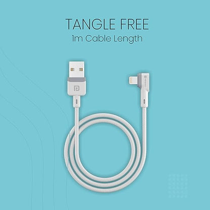 Portronics Konnect L 1.2M POR-1401 Fast Charging 3A 8 Pin USB Cable with Charge & Sync Function (White)