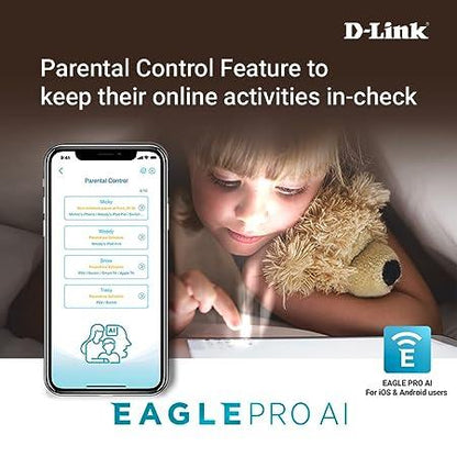 D-Link R12 AC1200 Eagle PRO AI Smart Router, Wi-Fi 5,Advance Parental Control Router with Voice Control (Alexa & Google Assistant)