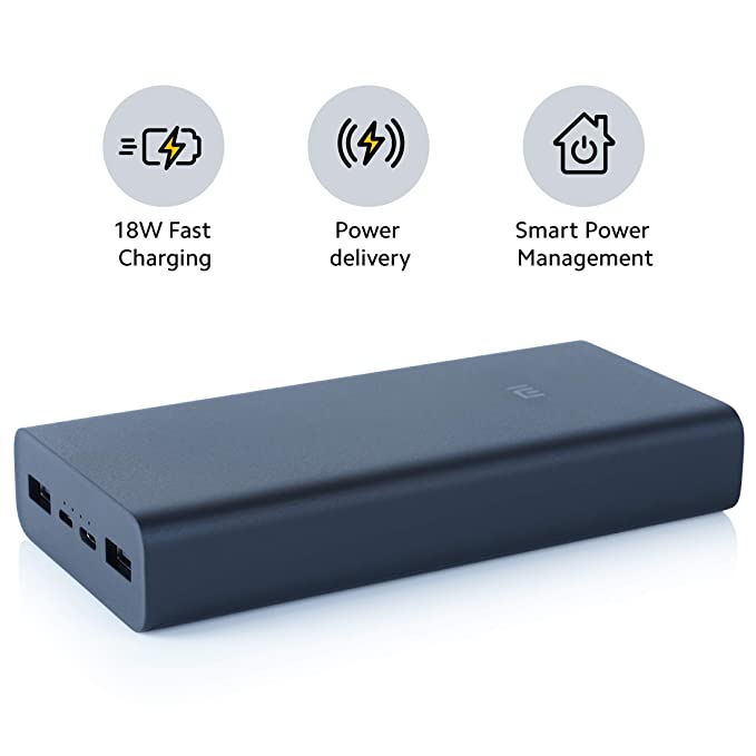 MI Power Bank 3i 20000mAh Lithium Polymer 18W Fast Power Delivery Charging | Input- Type C | Micro USB| Triple Output (Black)